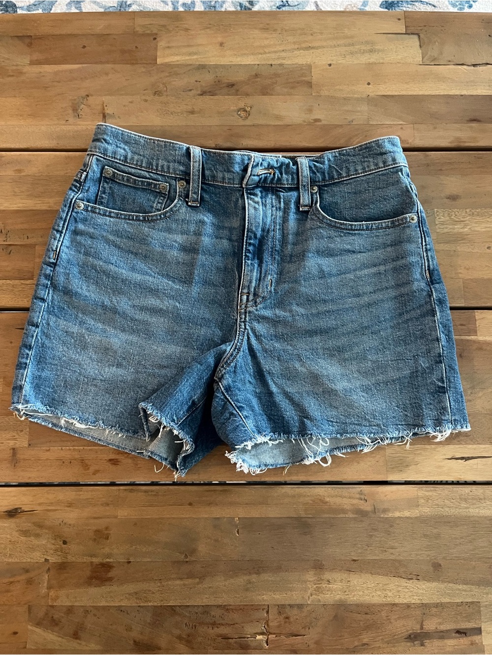 J. Crew Distressed Mid-Blue Denim Cutoff Shorts